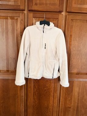 Green tea winter white fleece & fur jacket L